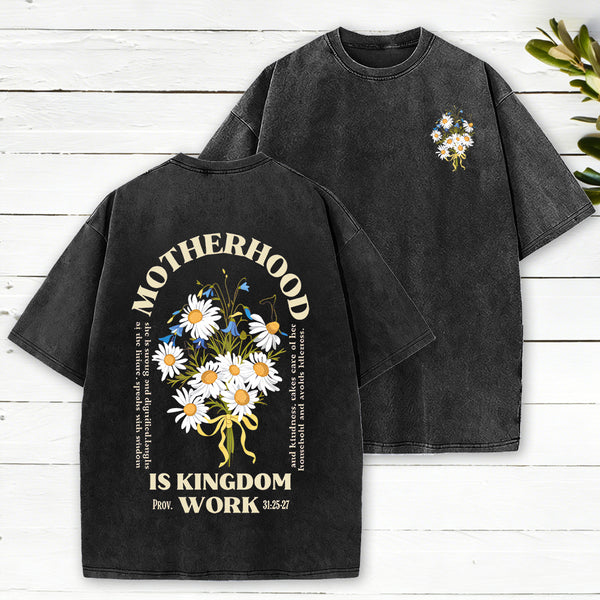 Motherhood Is Kingdom Christian Washed T-Shirt