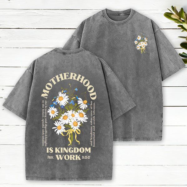 Motherhood Is Kingdom Christian Washed T-Shirt