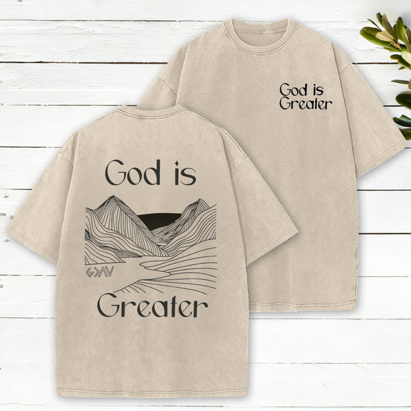 God Is Greater Christian Washed T-Shirt