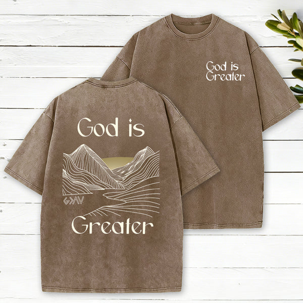 God Is Greater Christian Washed T-Shirt