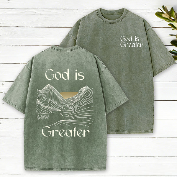 God Is Greater Christian Washed T-Shirt