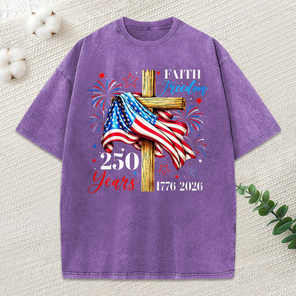 Faith Freedom 250 Years Christian Washed T-Shirt