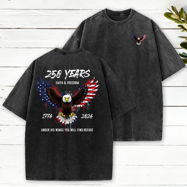 Under His Wings Christian Washed T-Shirt