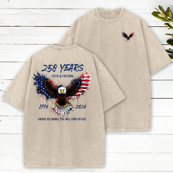 Under His Wings Christian Washed T-Shirt