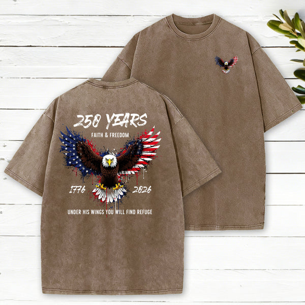 Under His Wings Christian Washed T-Shirt