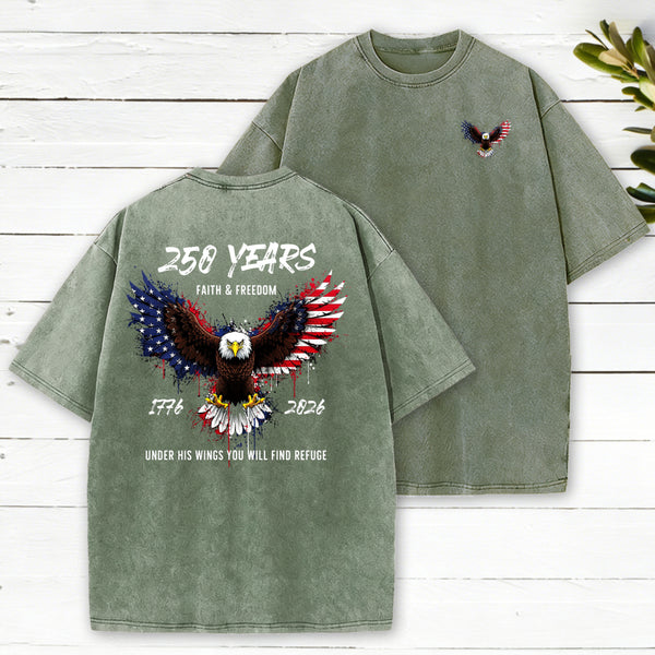 Under His Wings Christian Washed T-Shirt