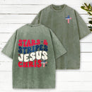 Stars Stripes Jesus Christ Christian Washed T-Shirt