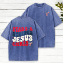 Stars Stripes Jesus Christ Christian Washed T-Shirt