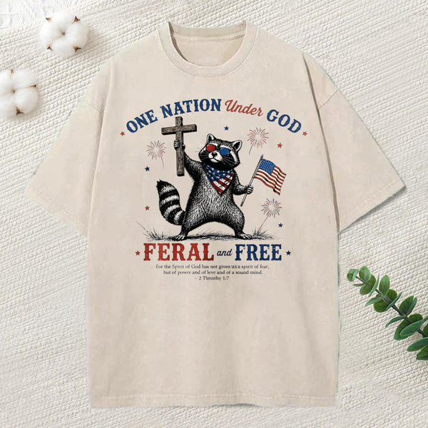 One Nation Under God Christian Washed T-Shirt