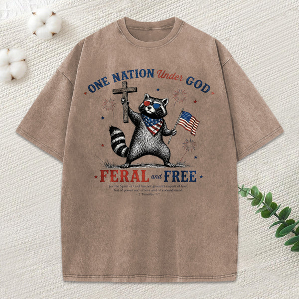 One Nation Under God Christian Washed T-Shirt