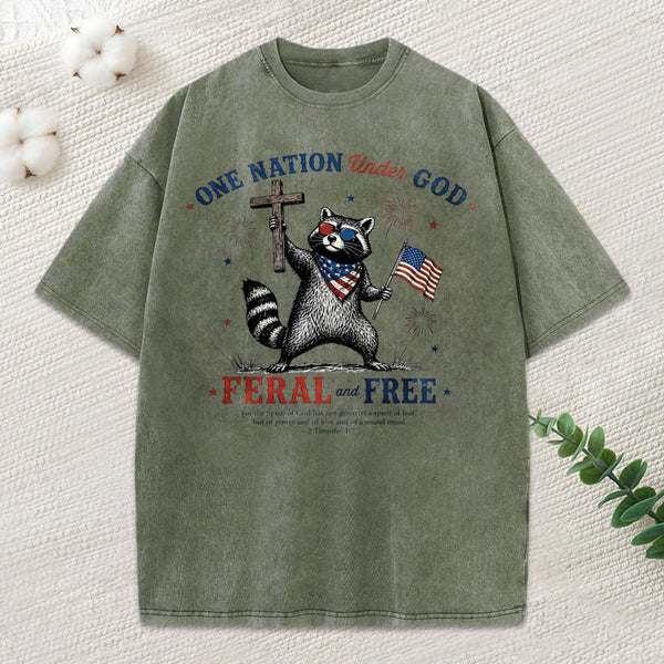 One Nation Under God Christian Washed T-Shirt