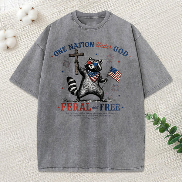 One Nation Under God Christian Washed T-Shirt