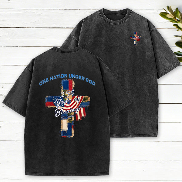 One Nation Under God Christian Washed T-Shirt