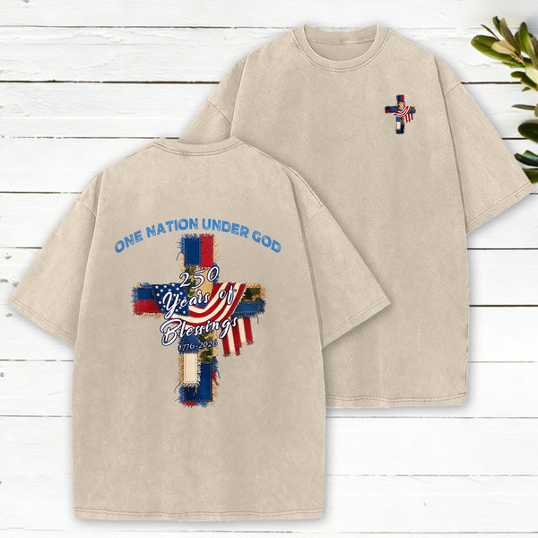 One Nation Under God Christian Washed T-Shirt
