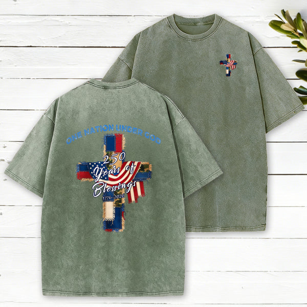 One Nation Under God Christian Washed T-Shirt