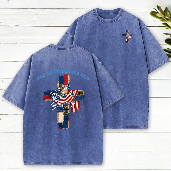 One Nation Under God Christian Washed T-Shirt