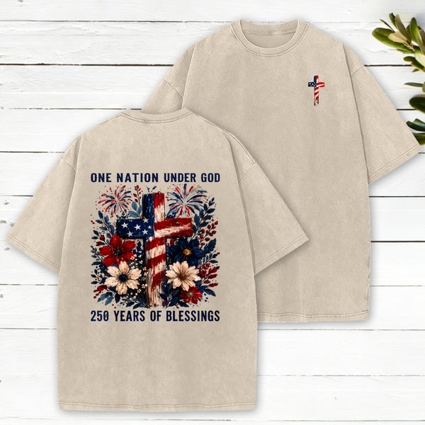 One Nation Under God Christian Washed T-Shirt