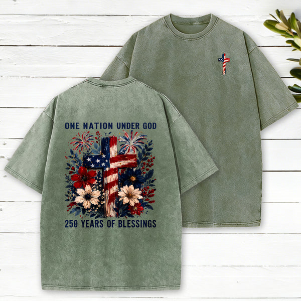 One Nation Under God Christian Washed T-Shirt