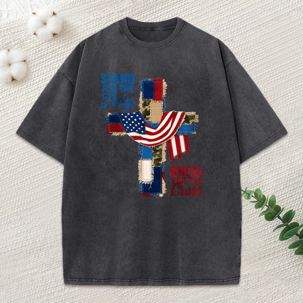 Products/Kneel For The Cross Christian Washed T-Shirt