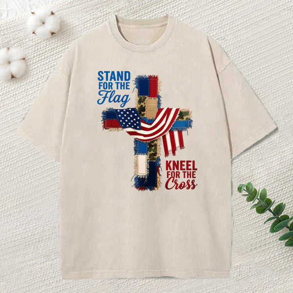 Products/Kneel For The Cross Christian Washed T-Shirt