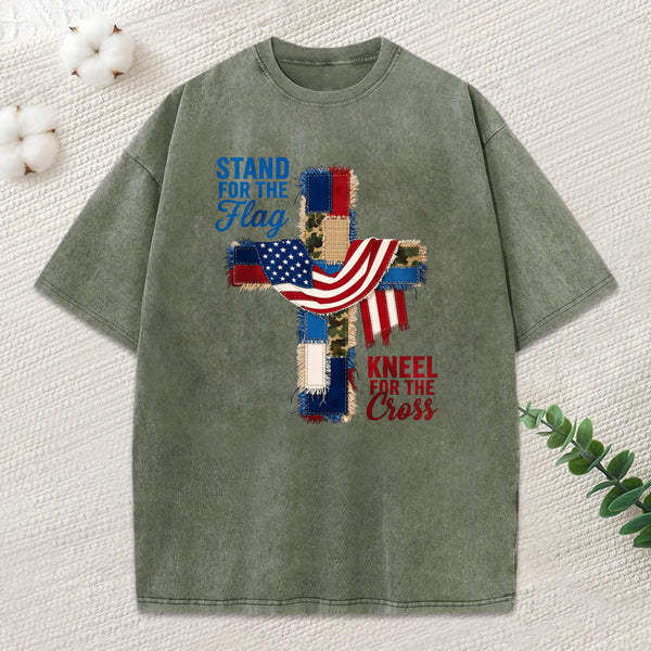 Products/Kneel For The Cross Christian Washed T-Shirt
