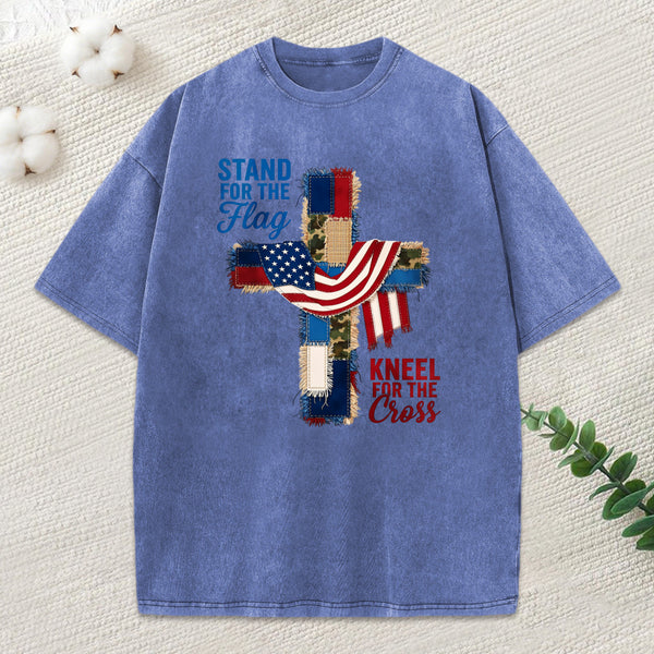 Products/Kneel For The Cross Christian Washed T-Shirt