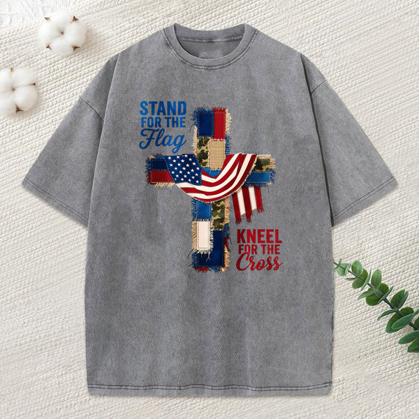 Products/Kneel For The Cross Christian Washed T-Shirt