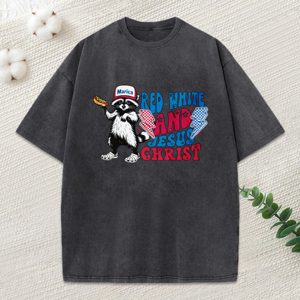 Red White And Jesus Christ Heavy Cotton Tie Dye T-Shirt
