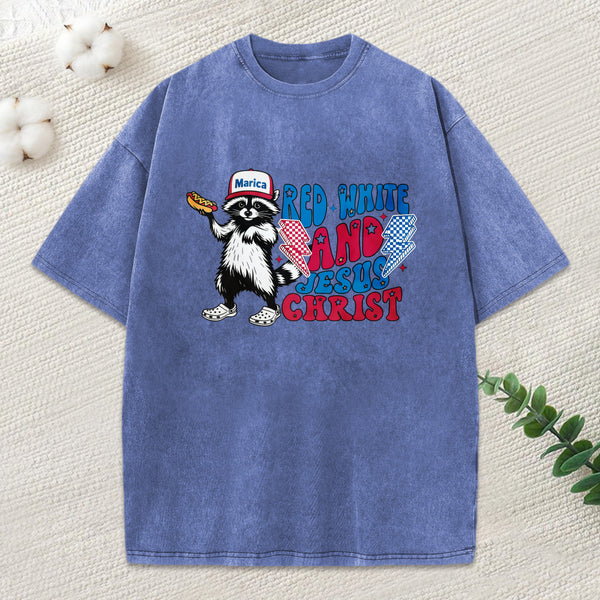 Red White And Jesus Christ Heavy Cotton Tie Dye T-Shirt