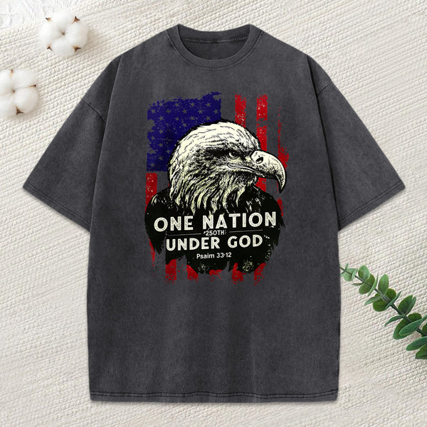 One Nation Under God Christian Washed T-Shirt