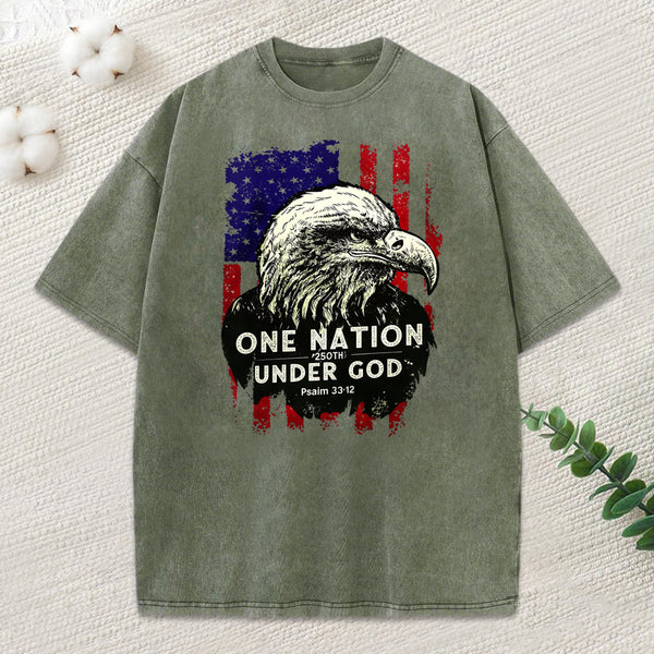 One Nation Under God Christian Washed T-Shirt