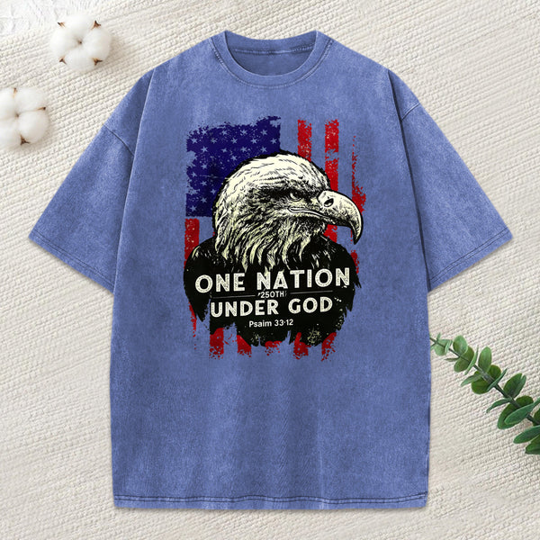 One Nation Under God Christian Washed T-Shirt
