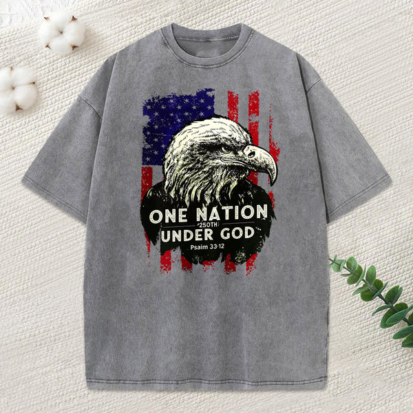 One Nation Under God Christian Washed T-Shirt