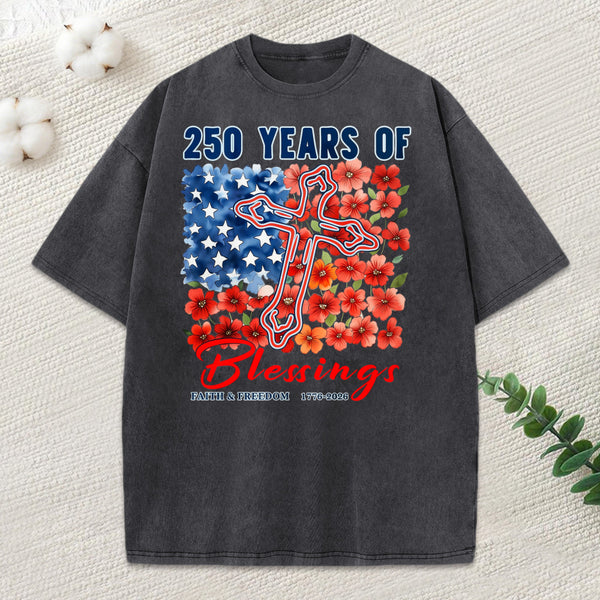 250 Years Of Blessings Christian Washed T-Shirt
