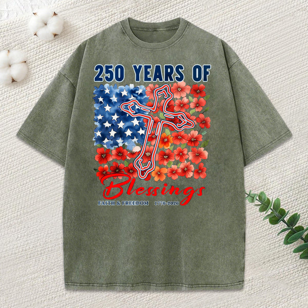 250 Years Of Blessings Christian Washed T-Shirt