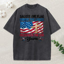Salute The Flag Honor The Cross Christian Washed T-Shirt