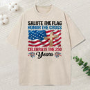 Salute The Flag Honor The Cross Christian Washed T-Shirt