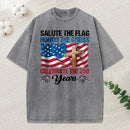 Salute The Flag Honor The Cross Christian Washed T-Shirt