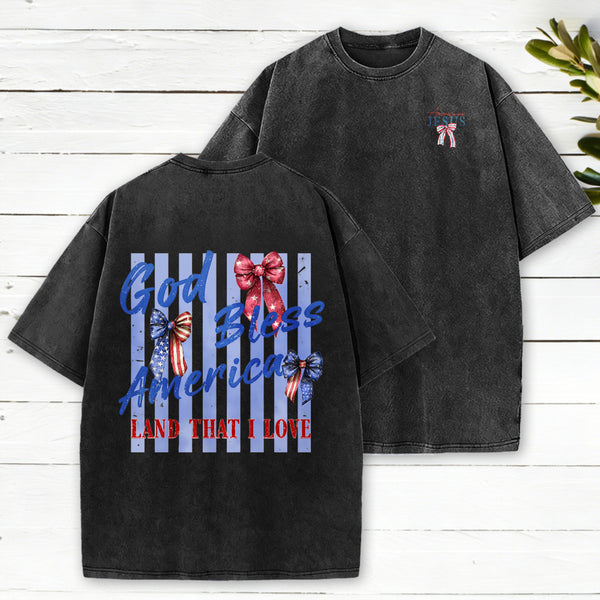 God Blessed America Christian Washed T-Shirt
