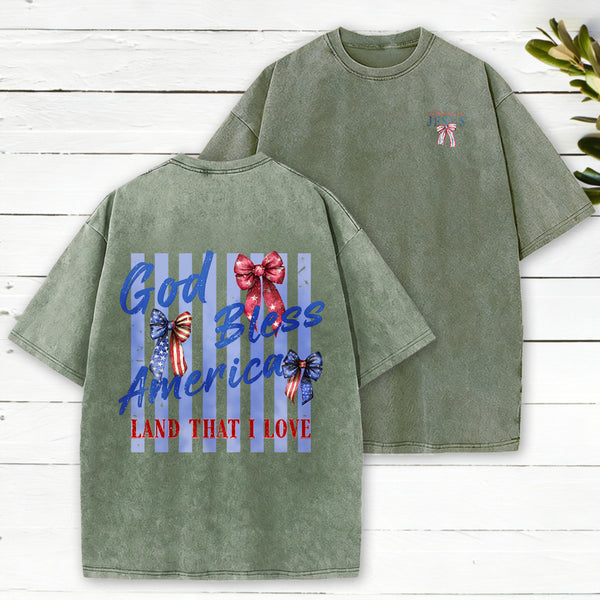 God Blessed America Christian Washed T-Shirt