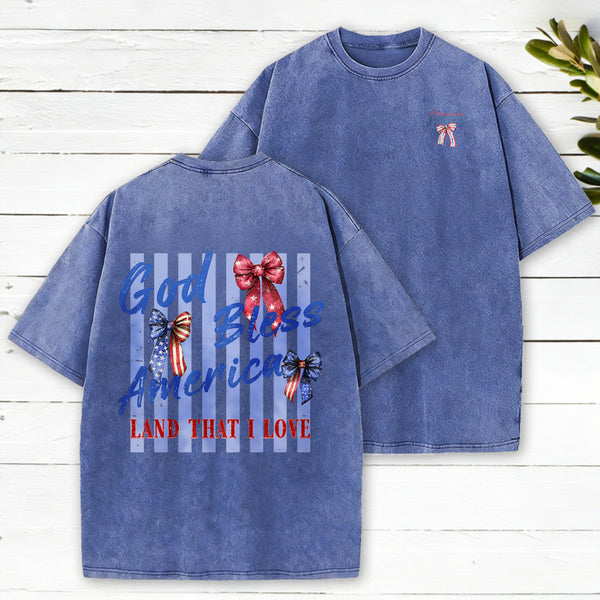 God Blessed America Christian Washed T-Shirt