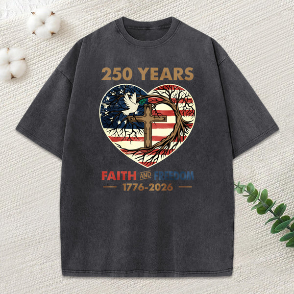 Faith And Freedom Christian Washed T-Shirt