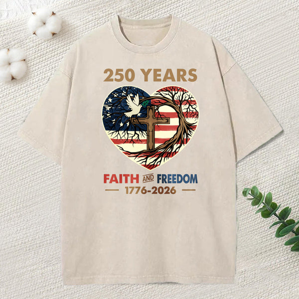 Faith And Freedom Christian Washed T-Shirt