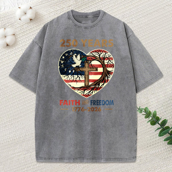 Faith And Freedom Christian Washed T-Shirt