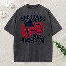 She Loves Jesus And American Too Christian Washed T-Shirt