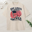 She Loves Jesus And American Too Christian Washed T-Shirt