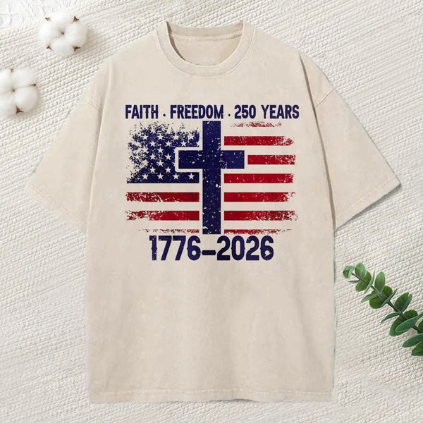 Faith Freedom Chrsitian Washed T-Shirt