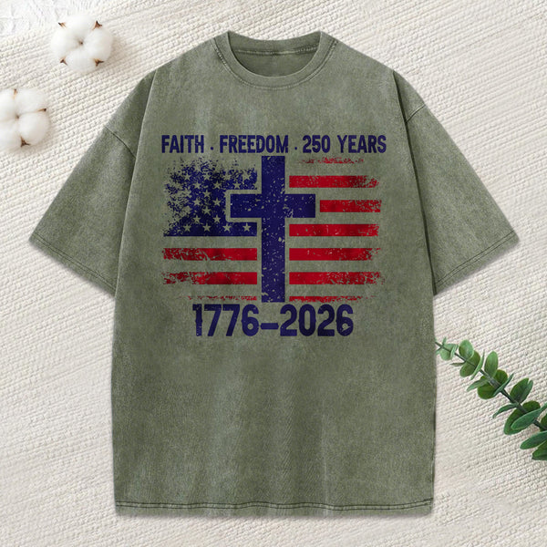 Faith Freedom Chrsitian Washed T-Shirt