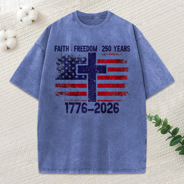 Faith Freedom Chrsitian Washed T-Shirt