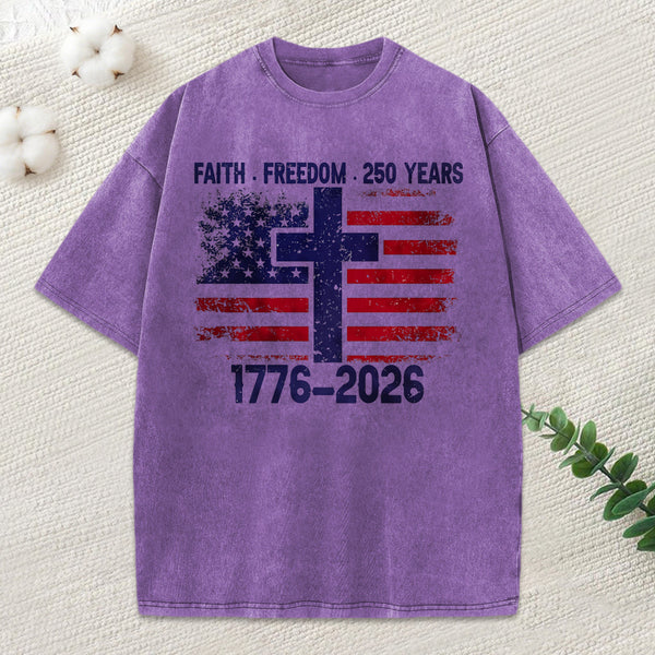 Faith Freedom Chrsitian Washed T-Shirt